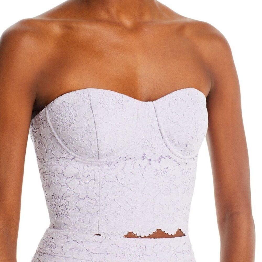 Aqua strapless bustier top shirt blouse lavender purple lace sexy lilac new M